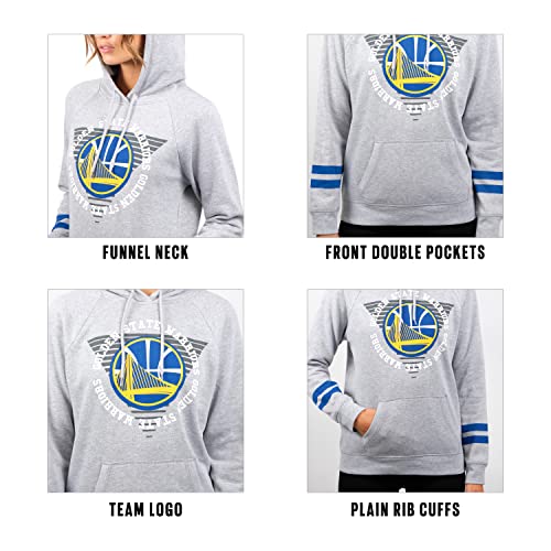 Ultra Game NBA Golden State Warriors Womens Soft Fleece Pullover Hoodie Sweatshirt With Varsity Stripe, Heather Gray, Small