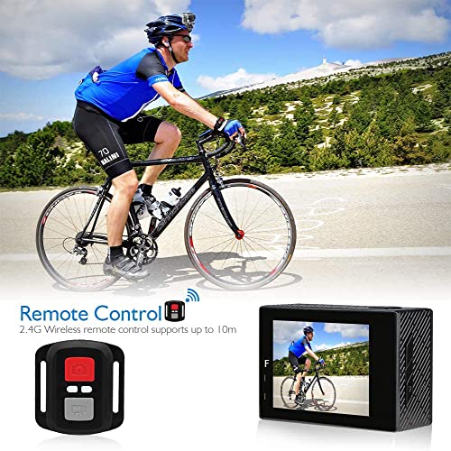 AKASO Brave 4 4K 20MP WiFi Action Camera Ultra HD with EIS 30m Waterproof Camera Remote Control 5X Zoom Underwater Camcorder with 2 Batteries and Helmet Accessories Kit Support External Microphone