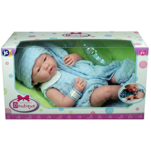 Anatomically Correct Real Boy Baby Doll | 15' All-Vinyl Baby Doll | JC Toys - La Newborn | Made in Spain | Comes With Blue Knit Outfit and Accessories | Designed by Berenguer | Ages 2+