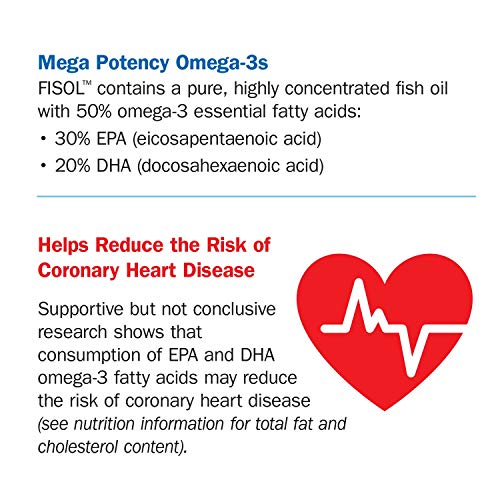 Nature's Way Fisol 50% EPA and DHA Enteric-Coated Fish Oil, No Fishy Burp-Back, 180 Softgels