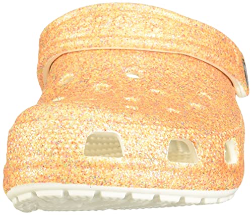 Crocs unisex adult Men's and Women's Classic Glitter Clog, Orange Sorbet Glitter, 7 Women 5 Men US