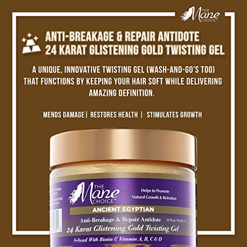 The Mane Choice Ancient Egyptian Anti-Breakage and Repair 24 Karat Gold Twisting Hair Gel, 12 Ounce
