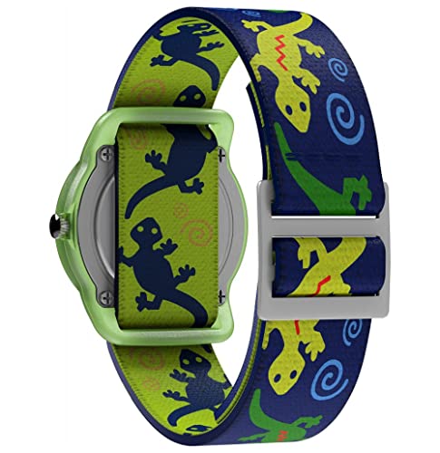 Timex Boys T72881 Time Machines Green Geckos Elastic Fabric Strap Watch