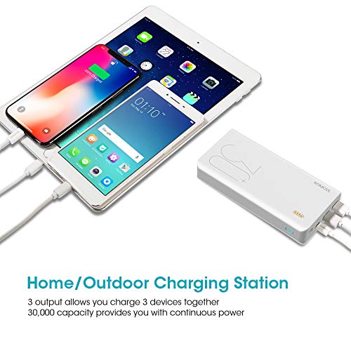ROMOSS 30000mAh Power Bank Sense 8+, 18W PD USB C Portable Charger with 3 Outputs and 3 Inputs External Battery Pack Cell Phone Charger Battery Compatible with iPhone 13 12, Samsung Galaxy iPad and More