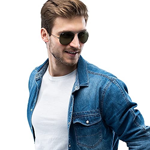 Ray-Ban RB3025 Classic Aviator Sunglasses, Gunmetal/Grey/Green, 58 mm