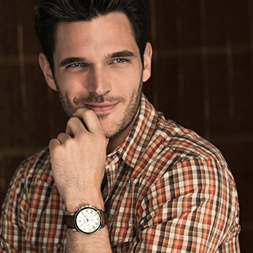 Fossil Men's Grant Quartz Stainless Steel and Leather Chronograph Watch, Color: Silver, Brown (Model: FS4735)