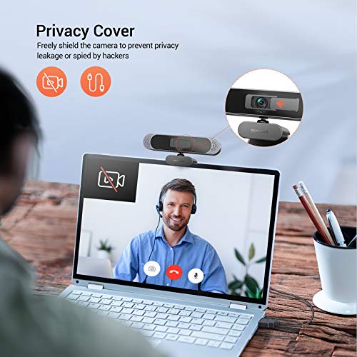 4K Webcam, DEPSTECH DW49 HD 8MP Sony Sensor Autofocus Webcam with Microphone, Privacy Cover and Tripod, Plug and Play USB Computer Web Camera for Pro Streaming/Online Teaching/Video Calling/Zoom/Skype