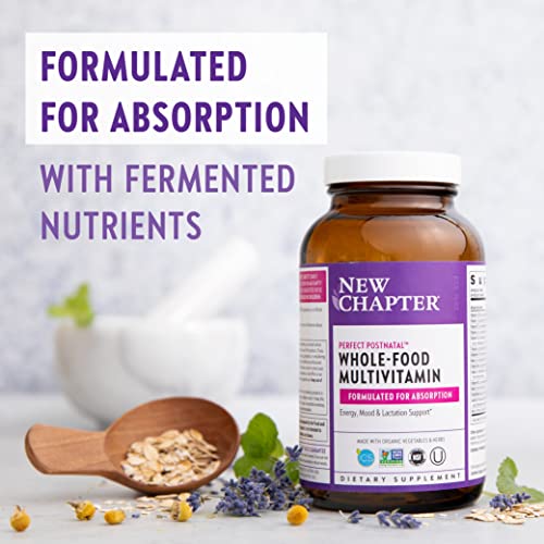 New Chapter, Postnatal Vitamins Lactation Supplement with Fermented Probiotics + Wholefoods + Vitamin D3 + B Vitamins + Organic NonGMO Ingredients , Multi, 192 Count