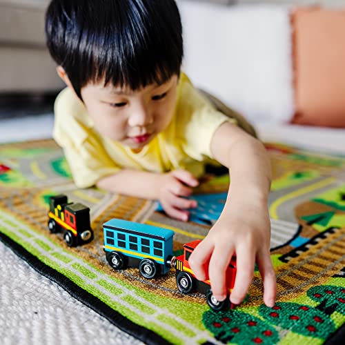Melissa and Doug Wooden Train Cars (8 pcs) - Magnetic Train, Wooden Train Toys, Train Sets For Toddlers And Kids Ages 3+