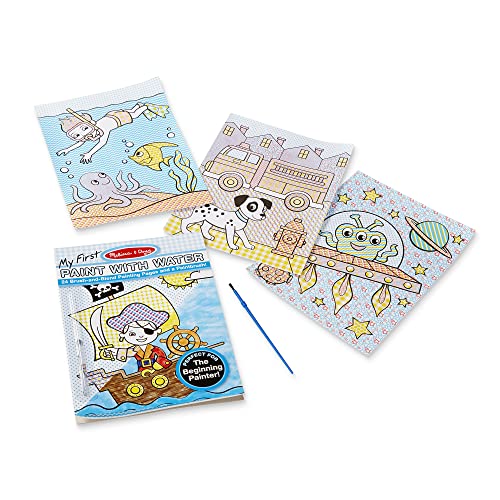 Melissa and Doug My First Paint With Water Kids' Art Pad With Paintbrush - Pirates, Space, Construction, and More