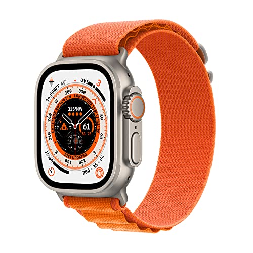 Apple Watch Ultra [GPS + Cellular 49mm] Smart Watch w/Rugged Titanium Case and Orange Alpine Loop Medium. Fitness Tracker, Precision GPS, Action Button, Extra-Long Battery Life, Brighter Retina Display
