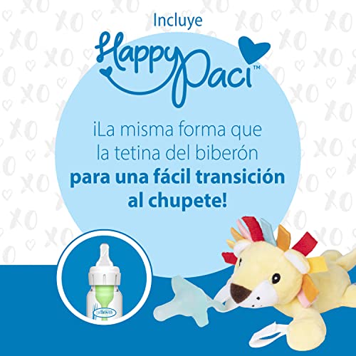 Dr. Brown's Baby Lovey Pacifier Holder and Teether Clip, Lion with White HappyPaci, 100% Silicone, 0-6m