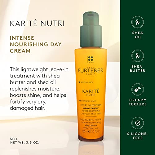 Rene Furterer KARITE NUTRI Intense Nourishing Day Cream, Leave-in Cream, Shea Oil, Shea Butter, 3.3 Fl Oz (Pack of 1)