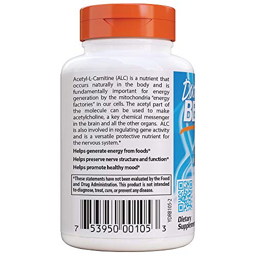 Doctor's Best Acetyl L-Carnitine, Help Boost Energy Production, Support Memory/Focus, Mood, Non-GMO, Vegan, Gluten Free