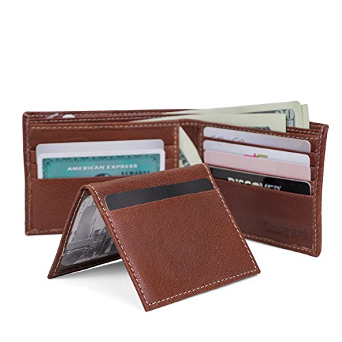Timberland Men's Genuine Leather RFID Blocking Passcase Security Wallet, Brown, One Size