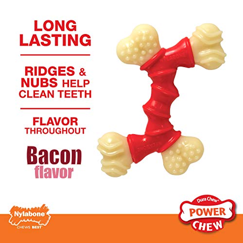Nylabone Double Bone Power Chew Long-Lasting Dog Toy Bacon X-Small/Petite (1 Count)