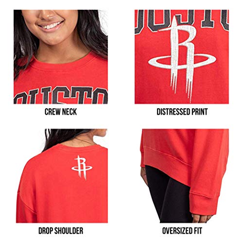 Ultra Game NBA San Antonio Spurs Womens Extra Soft Fleece Distressed Oversized Pullover Sweatshirt, Team Color, Large