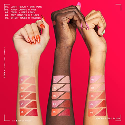 NYX PROFESSIONAL MAKEUP Wonder Stick Blush with Hydrating Hyaluronic Acid, Dual-Ended Cream Blush Stick - Light Peach and Baby Pink