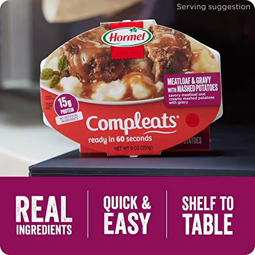 HORMEL COMPLEATS Meatloaf and Gravy With Mashed Potatoes Microwave Tray, 9 oz. (6 Pack)