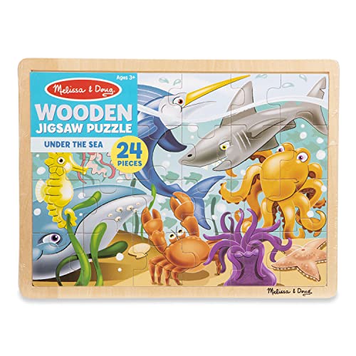 Melissa and Doug Under the Sea Ocean Animals Wooden Jigsaw Puzzle With Storage Tray (24 pcs)