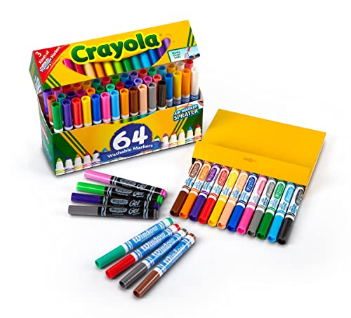 Crayola Washable Marker Set, School Supplies, Gel Markers, Window Markers, Broad Line Markers, 64ct