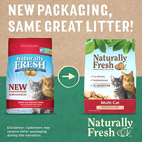 Naturally Fresh Cat Litter - Walnut-Based Quick-Clumping Kitty Litter, Unscented, Multi Cat, 26 lb