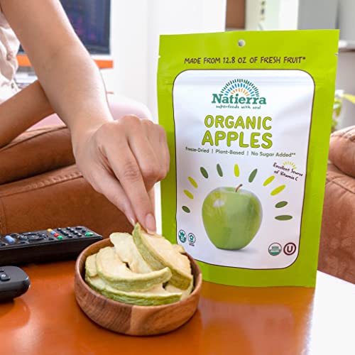 NATIERRA Nature's All Foods Organic Freeze-Dried Apples | Non-GMO and Vegan | 1.5 Ounce