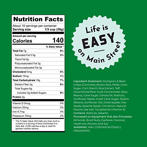 Bakery On Main Gluten Free Non GMO Granola, Walnut Raisin Apple, 11 Ounce (Pack of 6), (600)