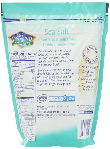 Blue Diamond Almonds Oven Roasted Snack Nuts, Sea Salt, 16 Oz Resealable Bag (Pack of 1)