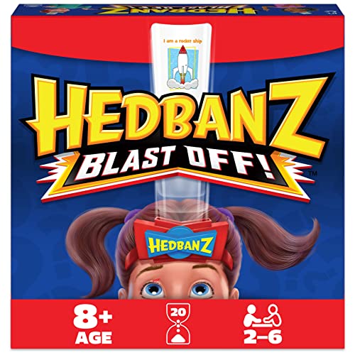 Hedbanz Blast Off! Guessing Game with 25 Bonus Cards, for Kids and Families Ages 6 and up (Amazon Exclusive)