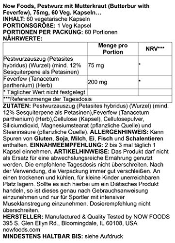 NOW Supplements, Butterbur with Feverfew, Neurological Support*, 60 Veg Capsules