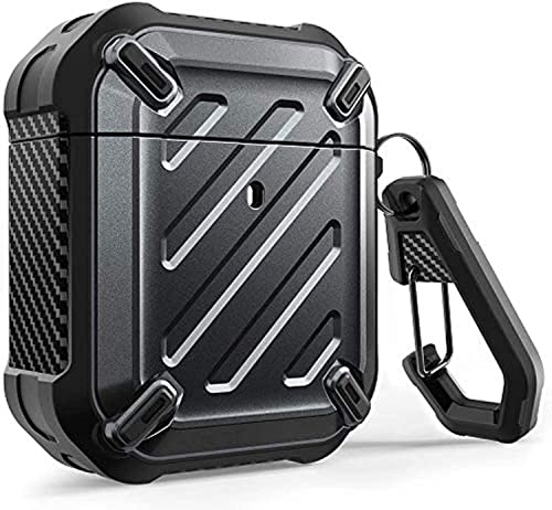 SUPCASE Unicorn Beetle Pro Series Case Designed for Airpods 1 and 2, Full-Body Rugged Protective Case with Carabiner for Apple Airpods 1st and 2nd (Black)