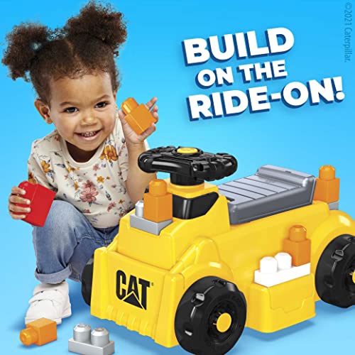 Mega BLOKS Cat Fisher Price Toddler Blocks Building Toy, Large Dump Truck with 11 Pieces and Storage, Yellow, Gift Ideas for Kids