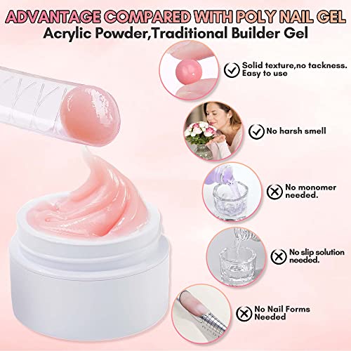 Makartt Solid Builder Nail Gel Kit Nail Extension,All in One Spring Hard Gel Nail Kit Gel Base Top Coat UV LED Nail Lamp Nail File Dual Forms Gel Picker Cuticle Pusher Silicone Molds Sculpting Brush