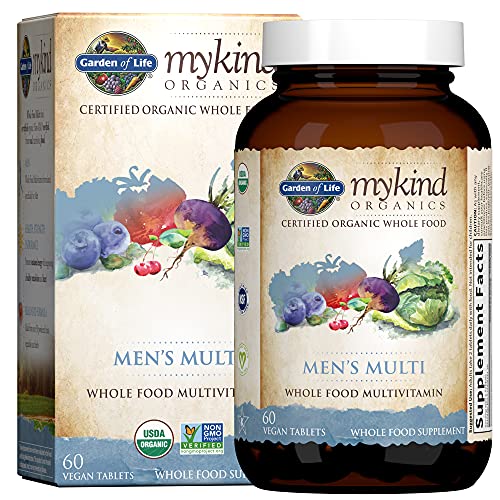 Garden of Life mykind Organics Whole Food Multivitamin for Men, 60 Tablets, Vegan Mens Vitamins and Minerals for Mens Health and Well-Being, Certified Organic Vegan Mens Multi