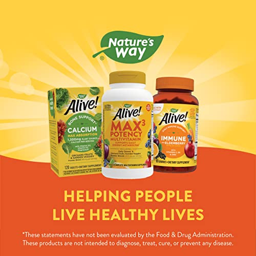 Nature's Way Alive! Max3 Potency Multivitamin, High Potency B-Vitamins, No Iron, 180 Tablets