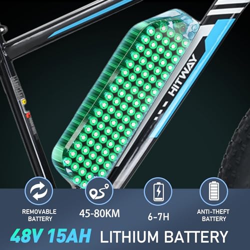 HITWAY Electric Bike for Adults, 26' × 2.125/3.0/4.0 Fat Tire E Bike 12Ah/15Ah Removable Electric Bicycle, 500W/750W Mountain Bike Snow Beach Bicycle with 7 Gears