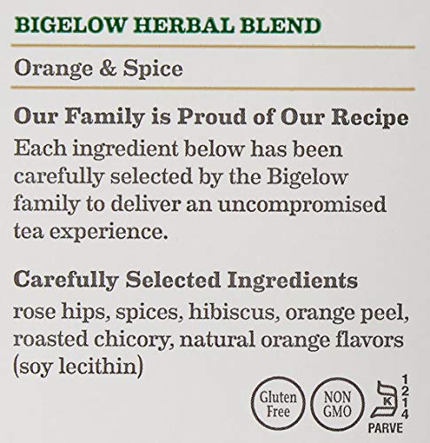 Bigelow Orange and Spice Herbal Tea, Caffeine Free, 20 Count (Pack of 6), 120 Total Tea Bags
