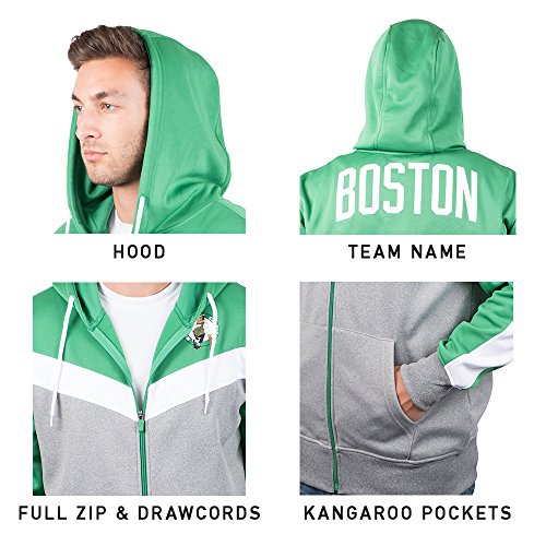 Ultra Game NBA Boston Celtics Mens Soft Fleece Full Zip Jacket Hoodie, Team Color, Small