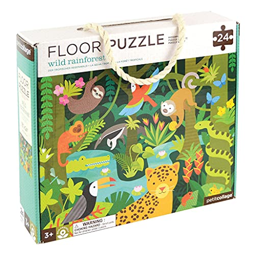 Petit Collage Floor Puzzle, Wild Rainforest, 24-Pieces – Large Puzzle for Kids, Completed Rainforest Puzzle Measures 18” x 24” – Makes a Great Gift Idea for Ages 3+