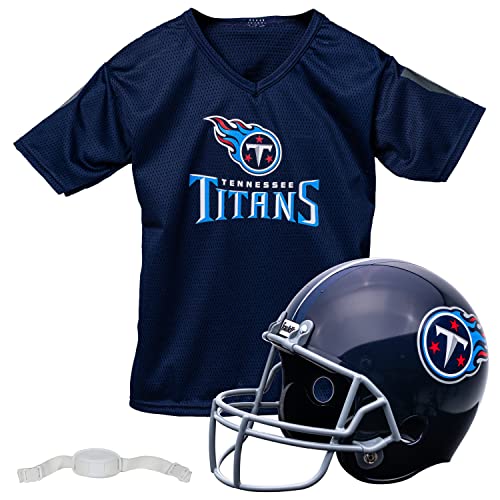 Franklin Sports NFL Tennesee Titans Kids Football Helmet and Jersey Set - Youth Football Uniform Costume - Helmet, Jersey, Chinstrap - Youth M