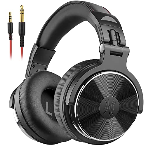 OneOdio Wired Over Ear Headphones Hi-Res Studio Monitor and Mixing DJ Stereo Headsets with 50mm Neodymium Drivers and 1/4 to 3.5mm Audio Jack for AMP Computer Recording Phone Piano Guitar Laptop - Black