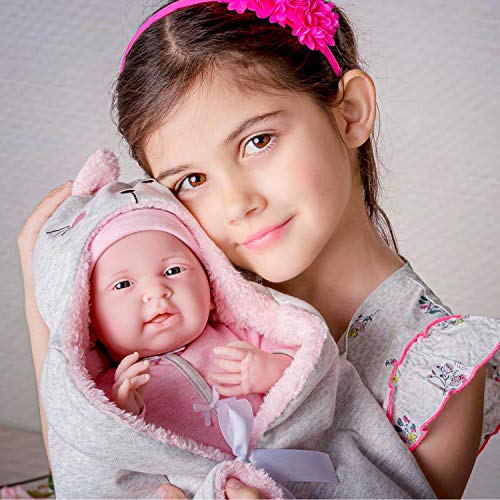 JC Toys - La Newborn Nursery | 8 Piece Bunting Soft Body Baby Doll Gift Set | 15.5' Life-Like Soft and Posable Newborn Doll with Accessories | Pink Bunny| Ages 2+ (18789)
