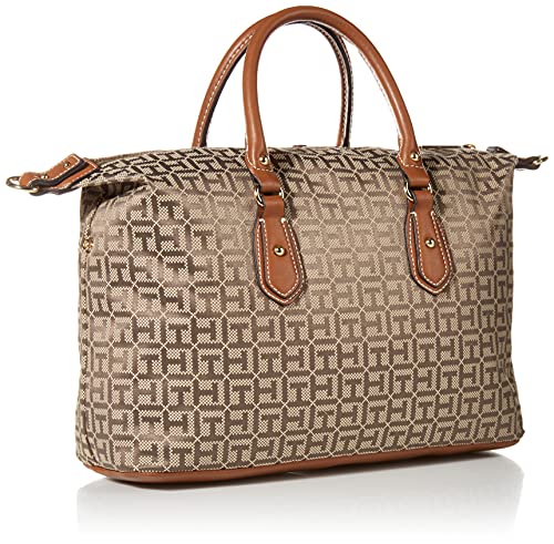 Tommy Hilfiger Jaden Satchel Crossbody Bag, TAN/DK Chocolate