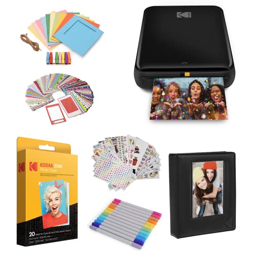 Kodak Step Printer, Wireless Mobile Photo Printer Zero Ink Technology and Kodak App for iOS and Android (Black) Gift, Starter Bundle