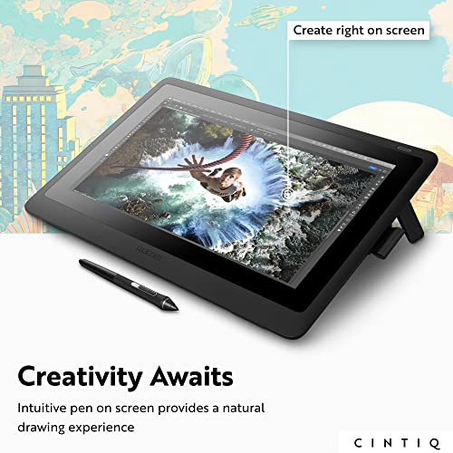 Wacom Cintiq 16 Drawing Tablet with Full HD 15.4-Inch Display Screen, 8192 Pressure Sensitive Pro Pen 2 Tilt Recognition, Compatible with Mac OS Windows and All Pens