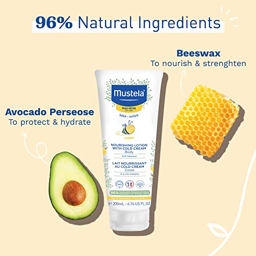 Mustela Baby Nourishing Lotion â€“ Daily Body Lotion for Dry Skin - with Natural Avocado, Cold Cream and Beeswax - 6.76 fl. oz. (Pack of 1)