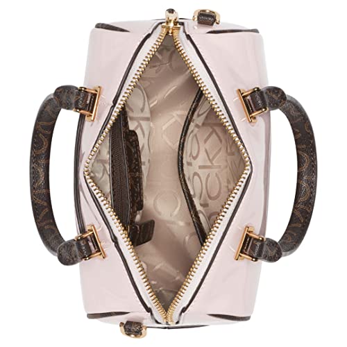 Calvin Klein Ashley Mini Bag Crossbody, Crystal Pink/Brown/Khaki Pearlized Patent