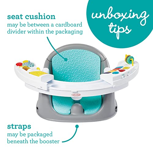 Infantino Music and Lights 3-in-1 Discovery Seat and Booster - Convertible Booster, Infant Activity Seat and Feeding Seat with Electronic Piano for Sensory Exploration, for Babies and Toddlers, Teal