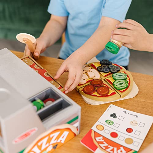 Melissa and Doug Top and Bake Wooden Pizza Counter Play Set (41 Pcs) - Pizza Toy Wooden Play Food Set, Pretend Pizza Sets For Kids Ages 3+
